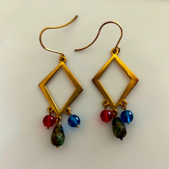 Multi colored gold necklace and earring set - Picture 3 of 3